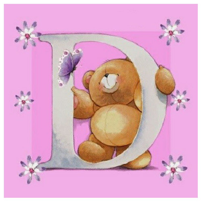 Lettre Ours | Peinture au diamant rond | A--Z | 30*40