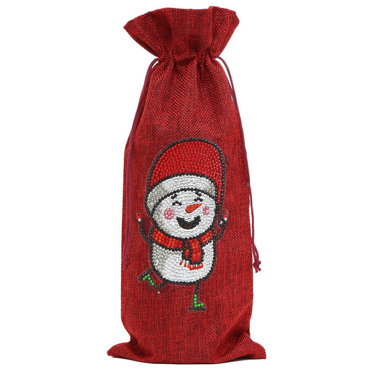 DIY Diamond Christmas Decoration | Christmas snowman | Red Wine Gift Bag