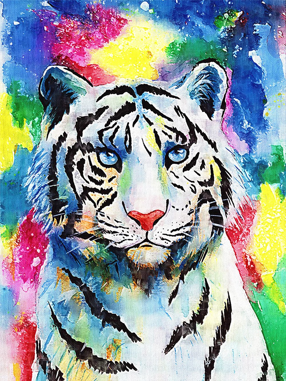 Tigre blanc | Kits complets de peinture au diamant rond