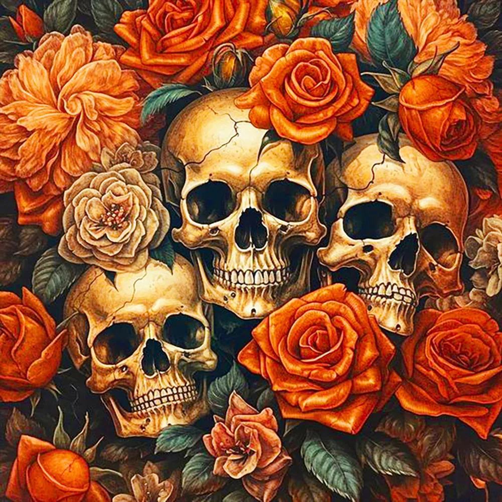 AB Diamond Painting  |  Skull Flower