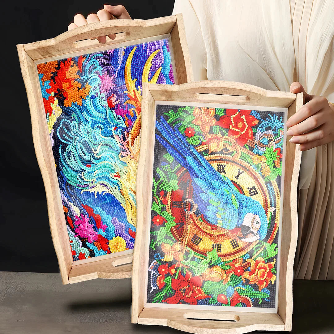 Diamond Painting Wooden Trays With Handle - Parrot