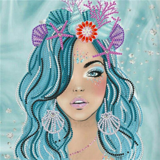 Blue-haired woman | Special Shaped Diamond Painting Kits