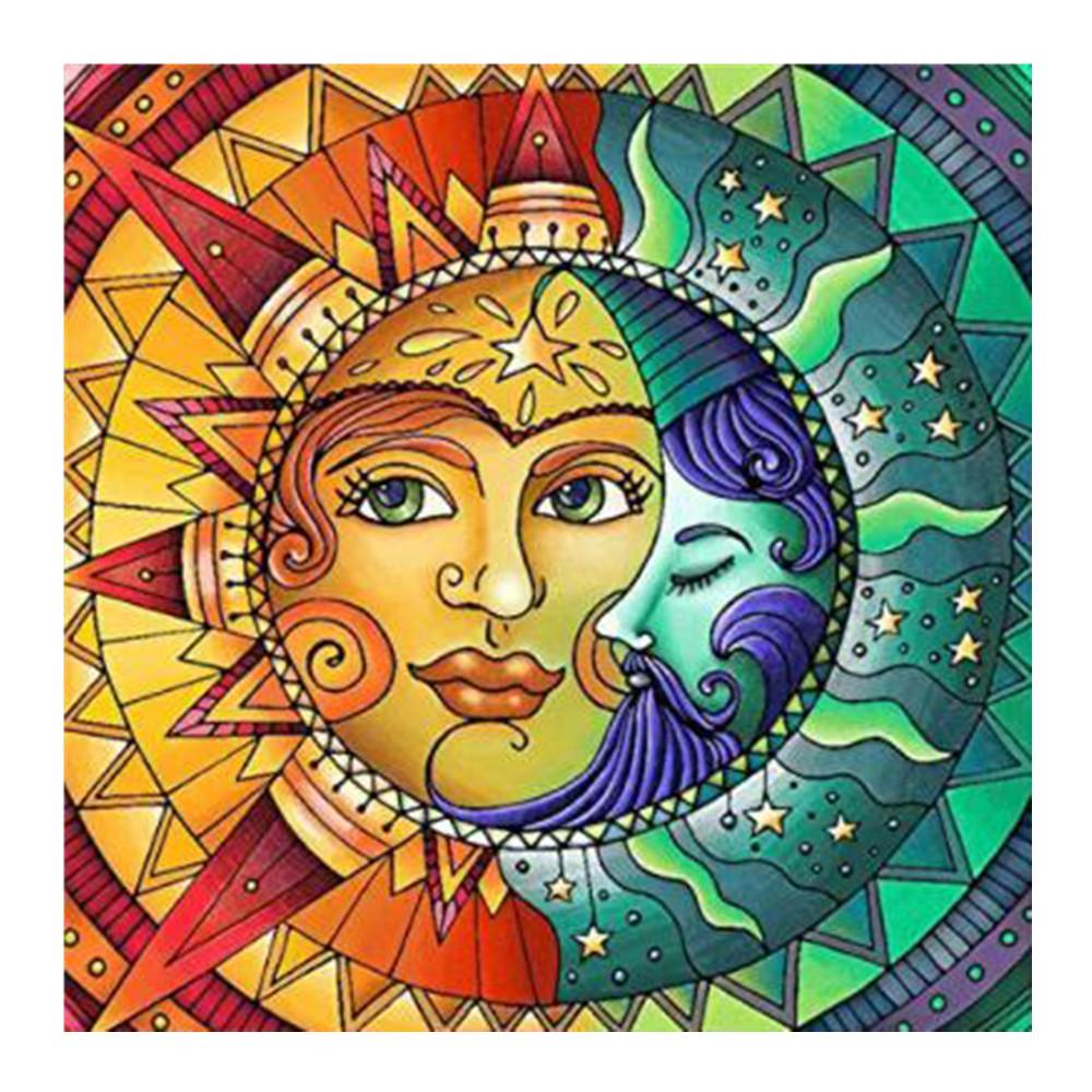 Sonne und Mond | Vollständige runde Diamant-Malkits