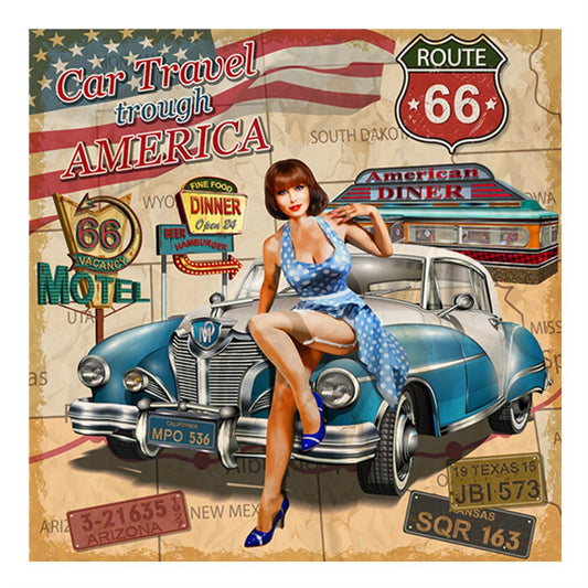 Car travel trough America   | Full Round Diamond Painting Kits