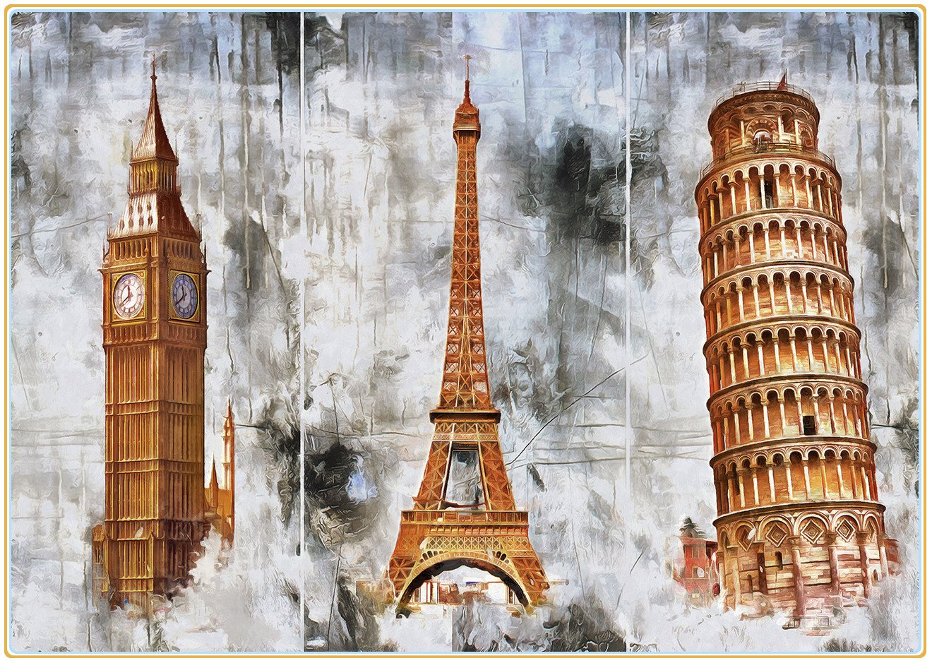 Big Ben, Tour Eiffel, Tour penchée de Pise | Kits complets de peinture au diamant rond
