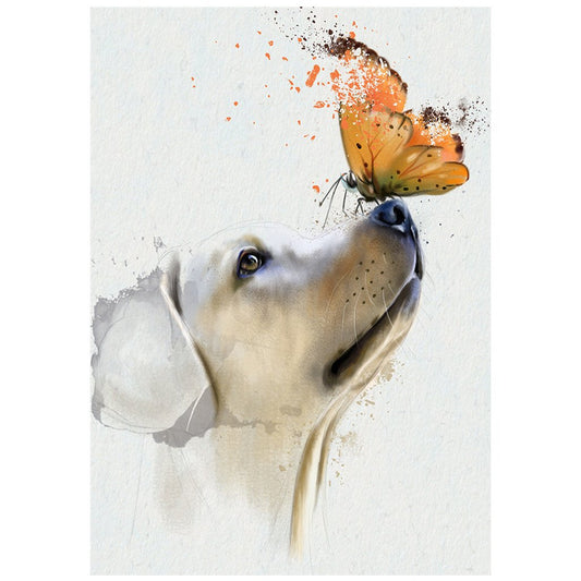 Dog and Butterfly | Full Round Diamond Painting Kits