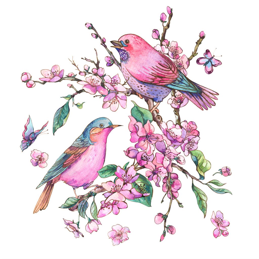 Flower and Bird | Full Round Diamond Painting Kits