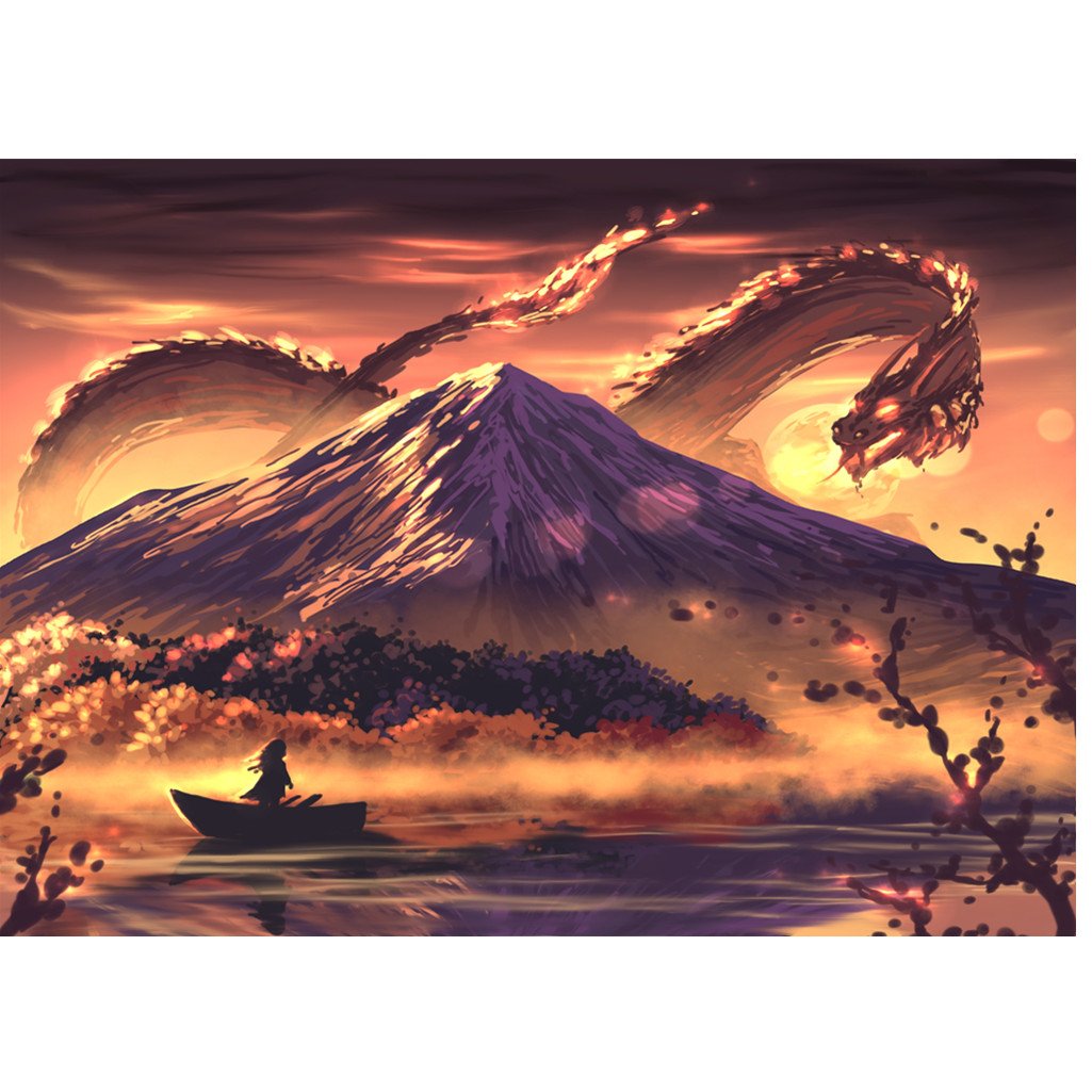 Dragon de montagne | Kits complets de peinture au diamant rond 