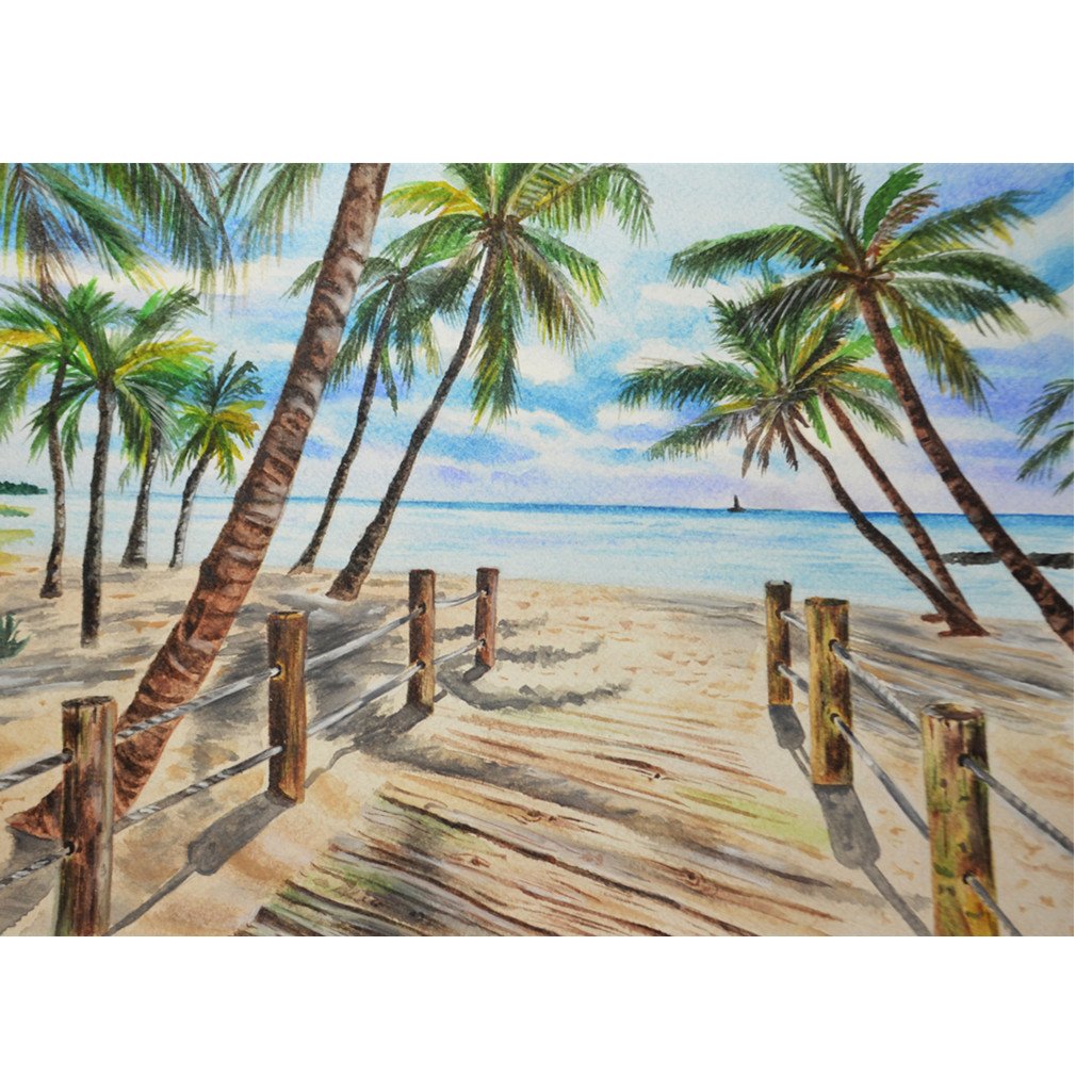 Plage de sable | Kit complet de peinture diamant rond cactus