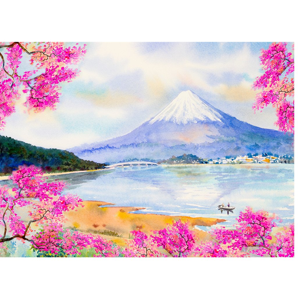 Paysage du Mont Fuji | Kits complets de peinture au diamant rond