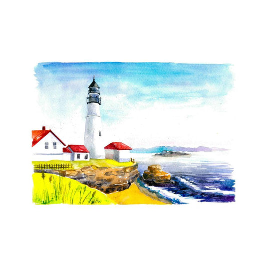 Phare de bord de mer | Kits complets de peinture au diamant rond 