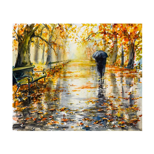 Paysage de pluie | Kits complets de peinture au diamant rond