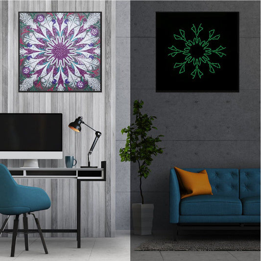 Abstrakte Kunst-Mandala-Blume | Leuchtende Diamant-Malkits 