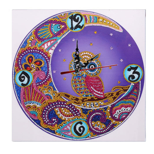 Owl Clock  | Special Shaped | Crystal Rhinestone  | Full Round Diamond Painting Kits