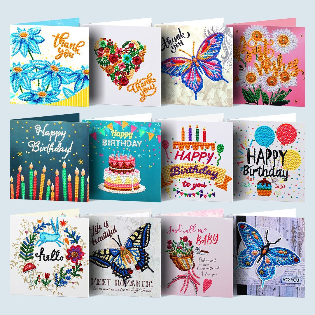 5D DIY Diamond Painting Greeting Card Special Shaped Birthday Xmas Gift