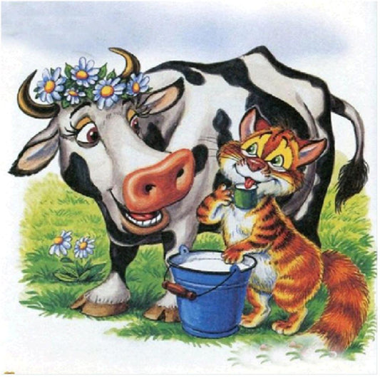 Kits complets de peinture diamant rond | Vaches