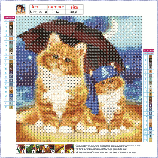 Two cats | full circle diamond painting kit