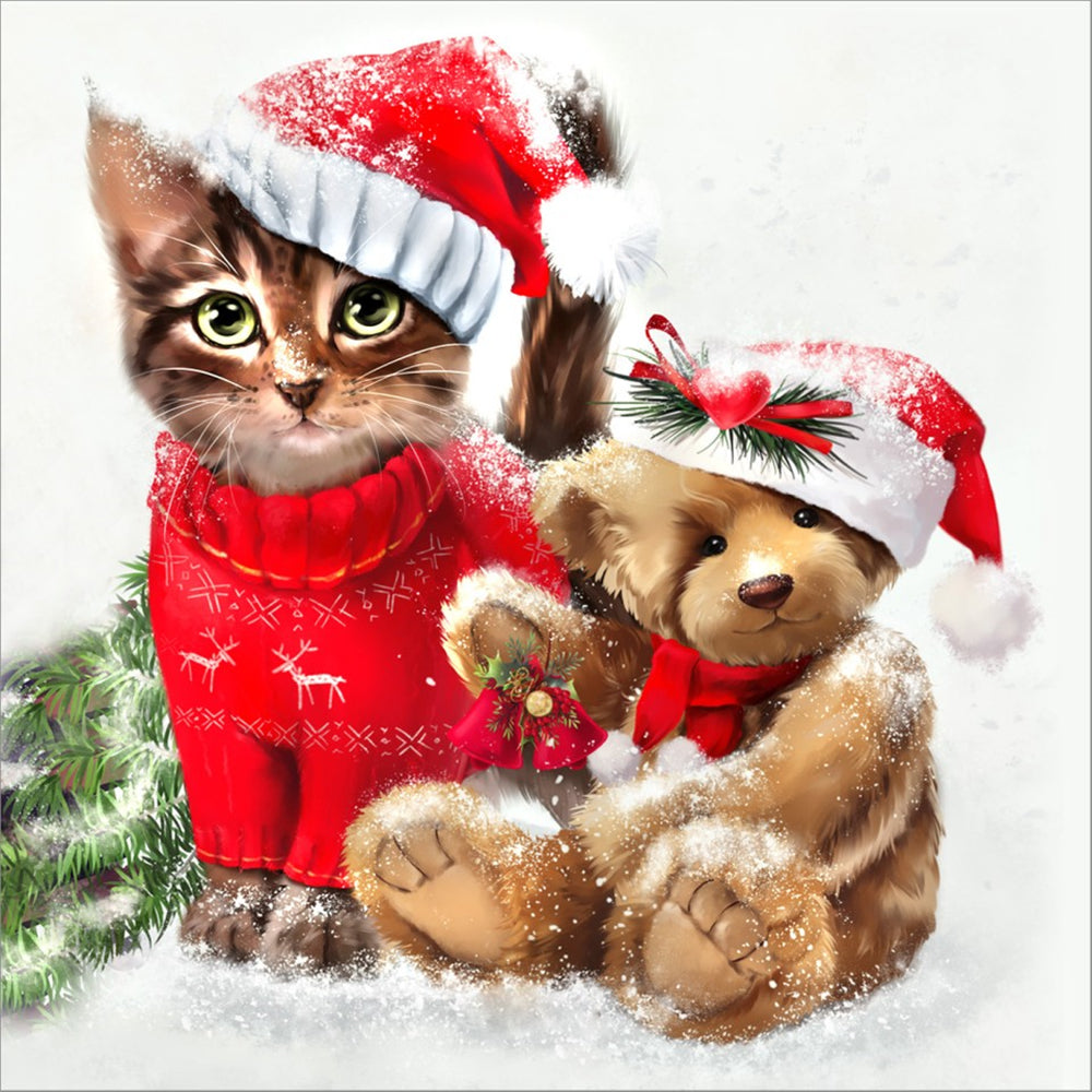 Christmas doll and cat | full circle diamond painting kit