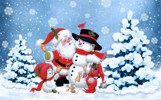 Santa Claus and Snowman | Full Circle Diamond Painting Kit