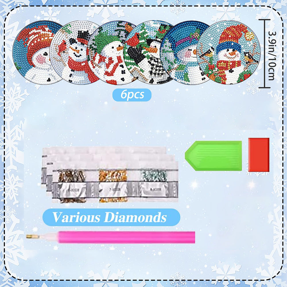 6 pcs set DIY Special Shaped Diamond Painting Coaster  | Christmas（no holder）