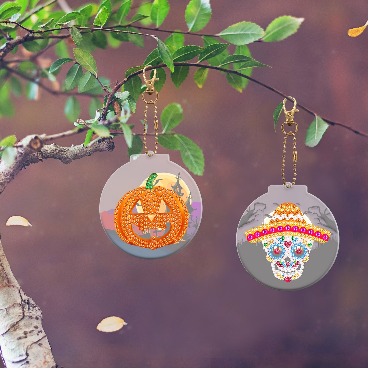 DIY keychain | Pumpkin Skull | Two Piece Set