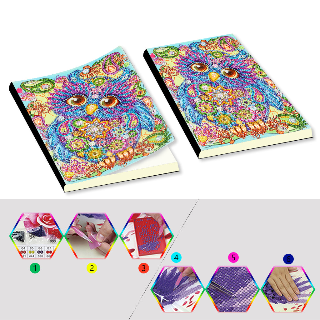 A5 5D Notebook DIY Part Special Shape Rhinestone Diary Book | Owl