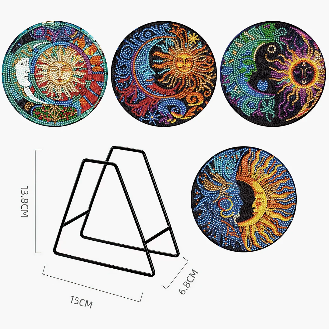 4PCS Diamond Painting Placemats Insulated Dish Mats | Sun and Moon