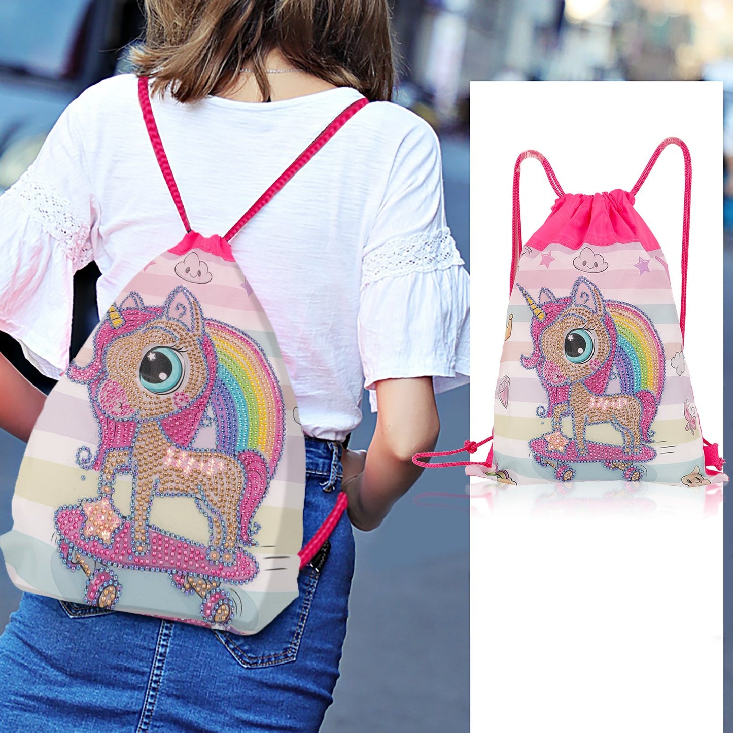 Diamond Painting DIY Special Shaped Diamond | Unicorn | Mosaic Backpack Kit