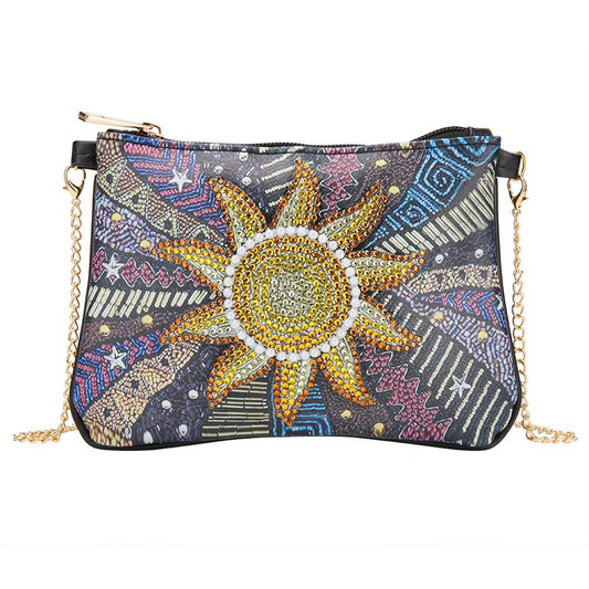 DIY Sun flower shaped diamond painting one-shoulder chain lady bag