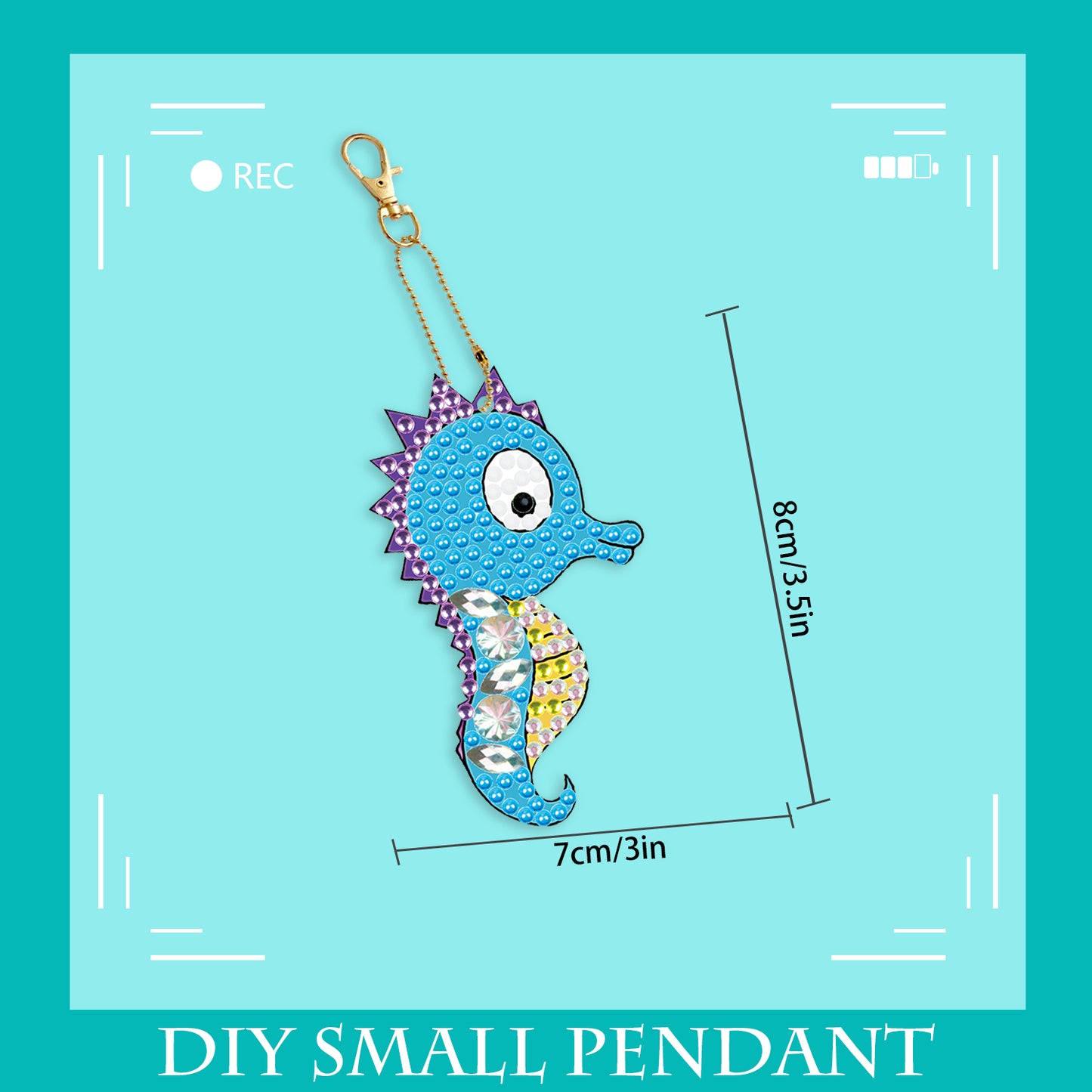 DIY keychain | Fish Seahorse Crab | Double-sided | Five Piece Set