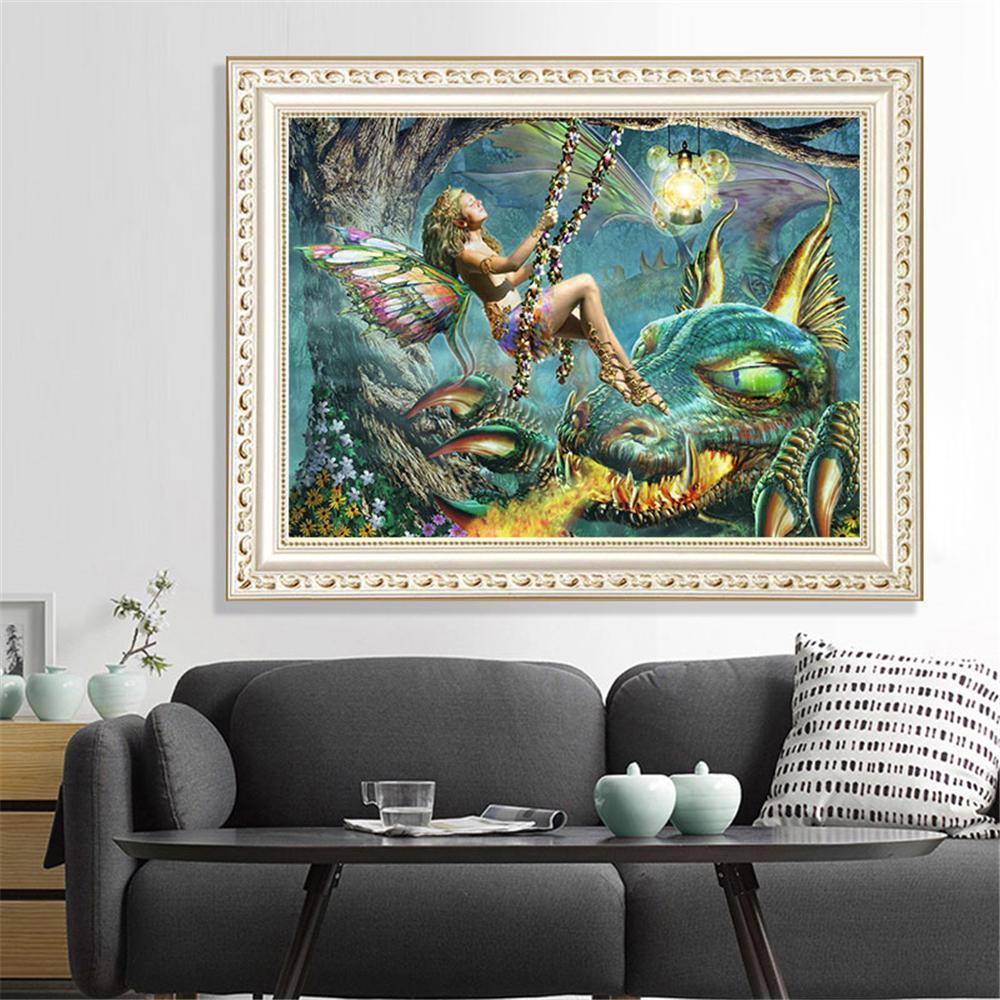 Elf Girl and Dragon  | Full Square Diamond Painting Kits