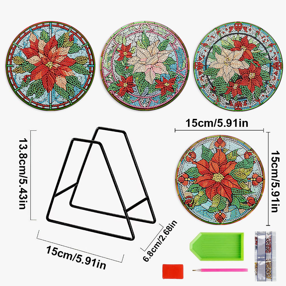 4PCS Diamond Painting Placemats Insulated Dish Mats | Flower