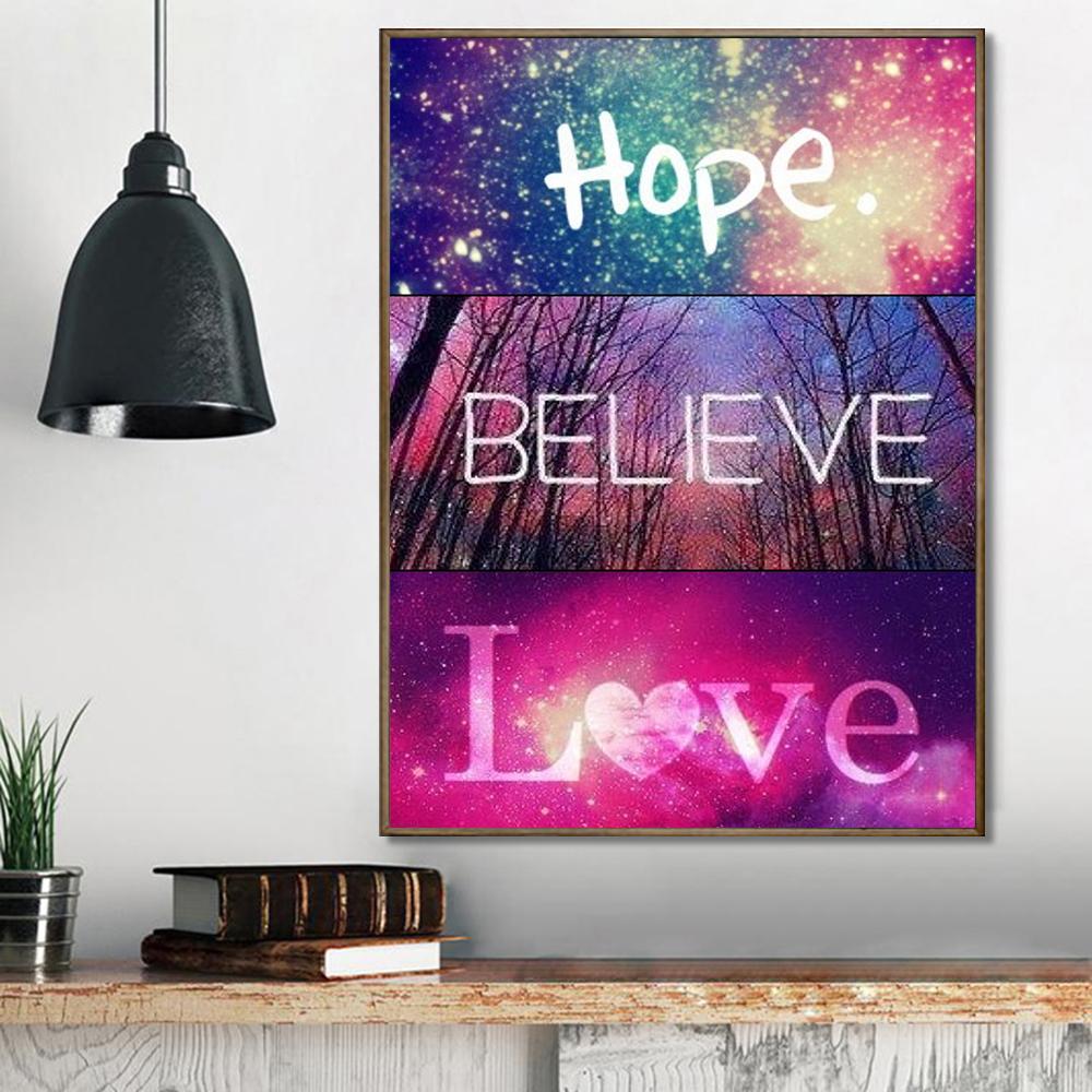 Hope Believe Love   | Full Round Diamond Painting Kits