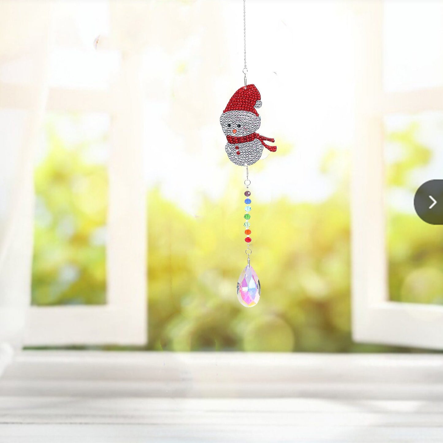 DIY Weihnachtsschneemann Crystal Diamond Painting Lichtabsorbierender Schmuck Windspiel Anhänger