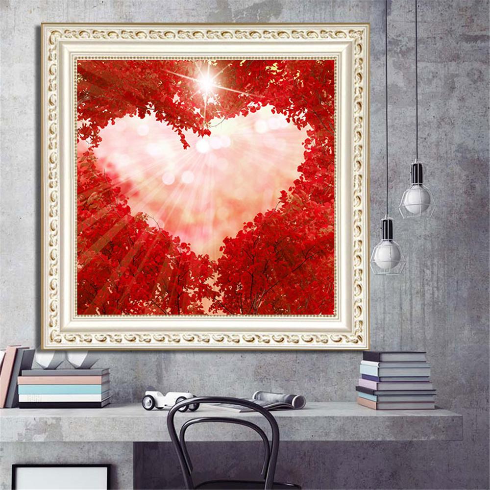 Red Leaf Tree Love | Full Square Diamond Painting Kits