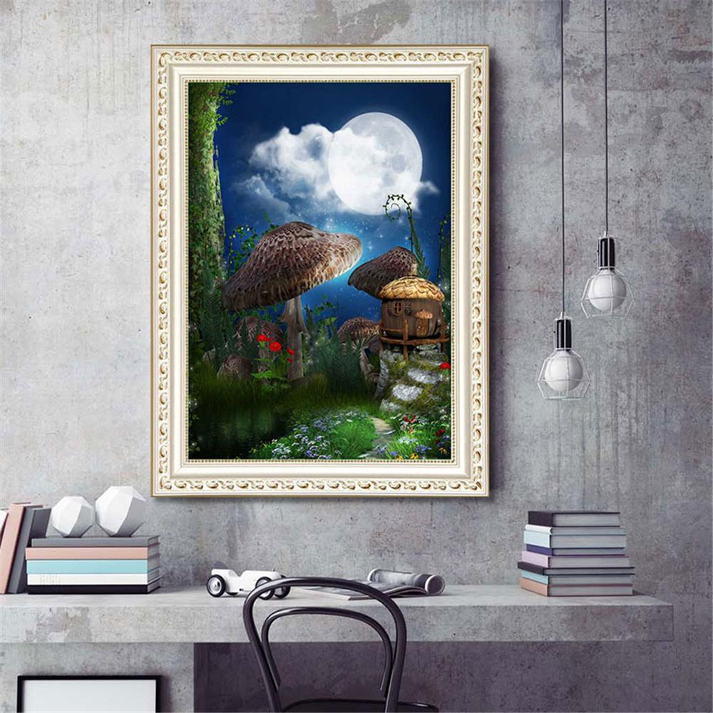 Mushroom house in fairy forest  | Full Square Diamond Painting Kits