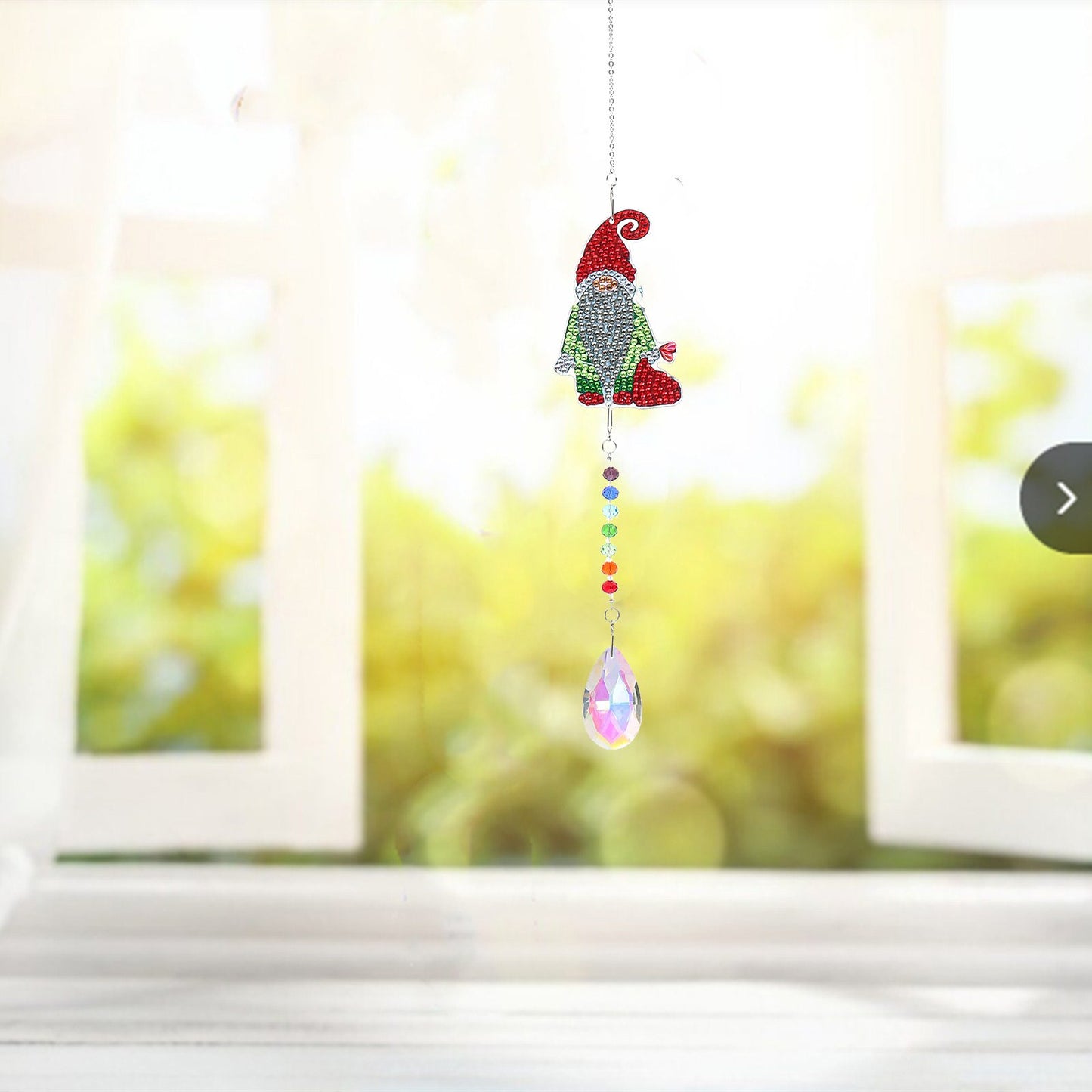 DIY Weihnachtsmann-Kristalldiamant-Malerei Lichtabsorbierender Schmuck Windspiel-Anhänger