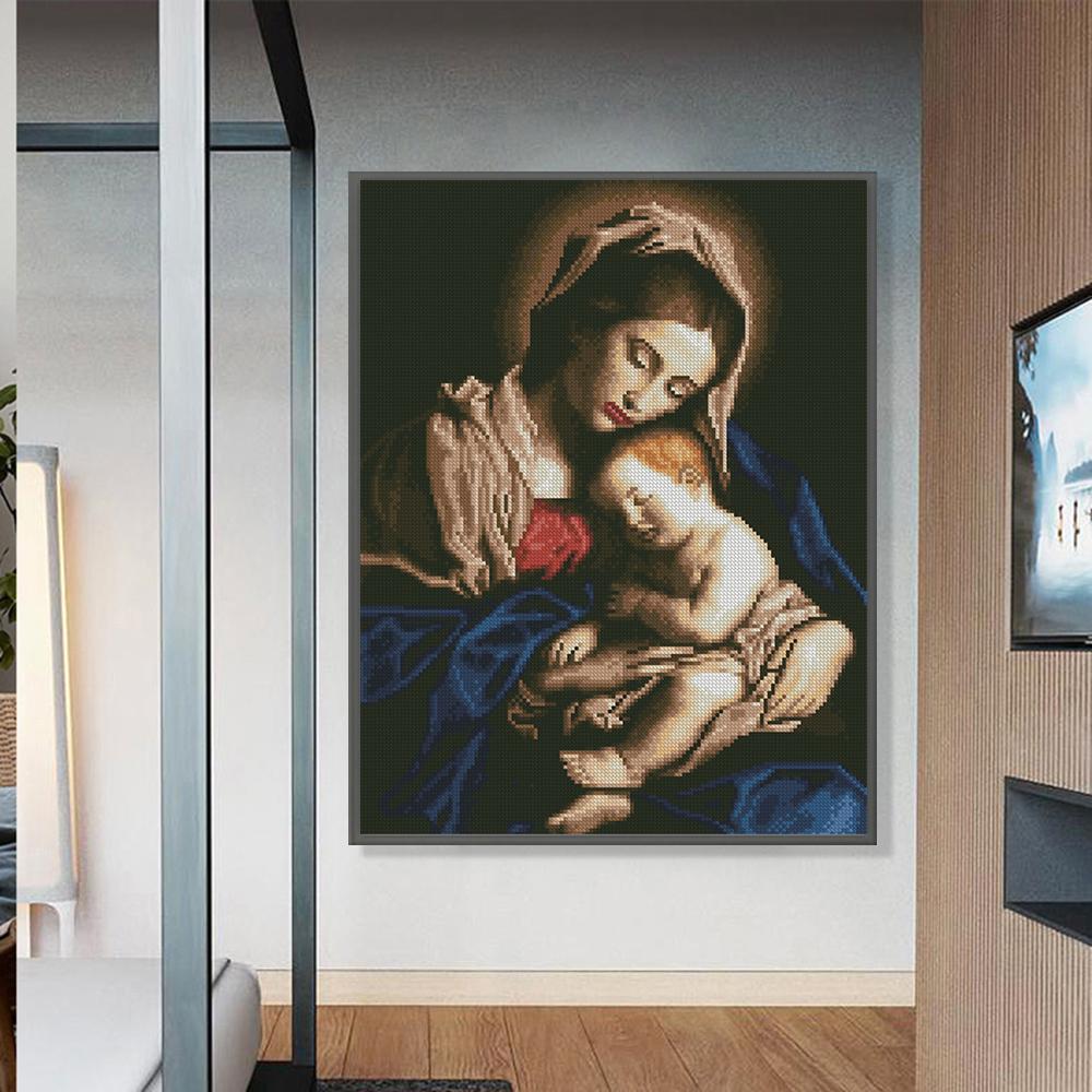 Jungfrau hält Jesus | Full Square Diamond Painting Kits