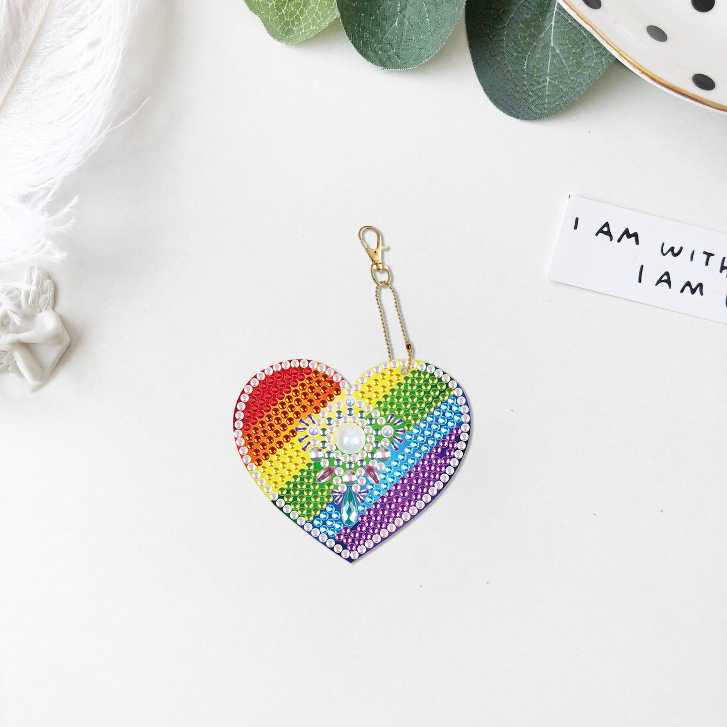 DIY keychain | Heart | Double-sided | Five Piece Set