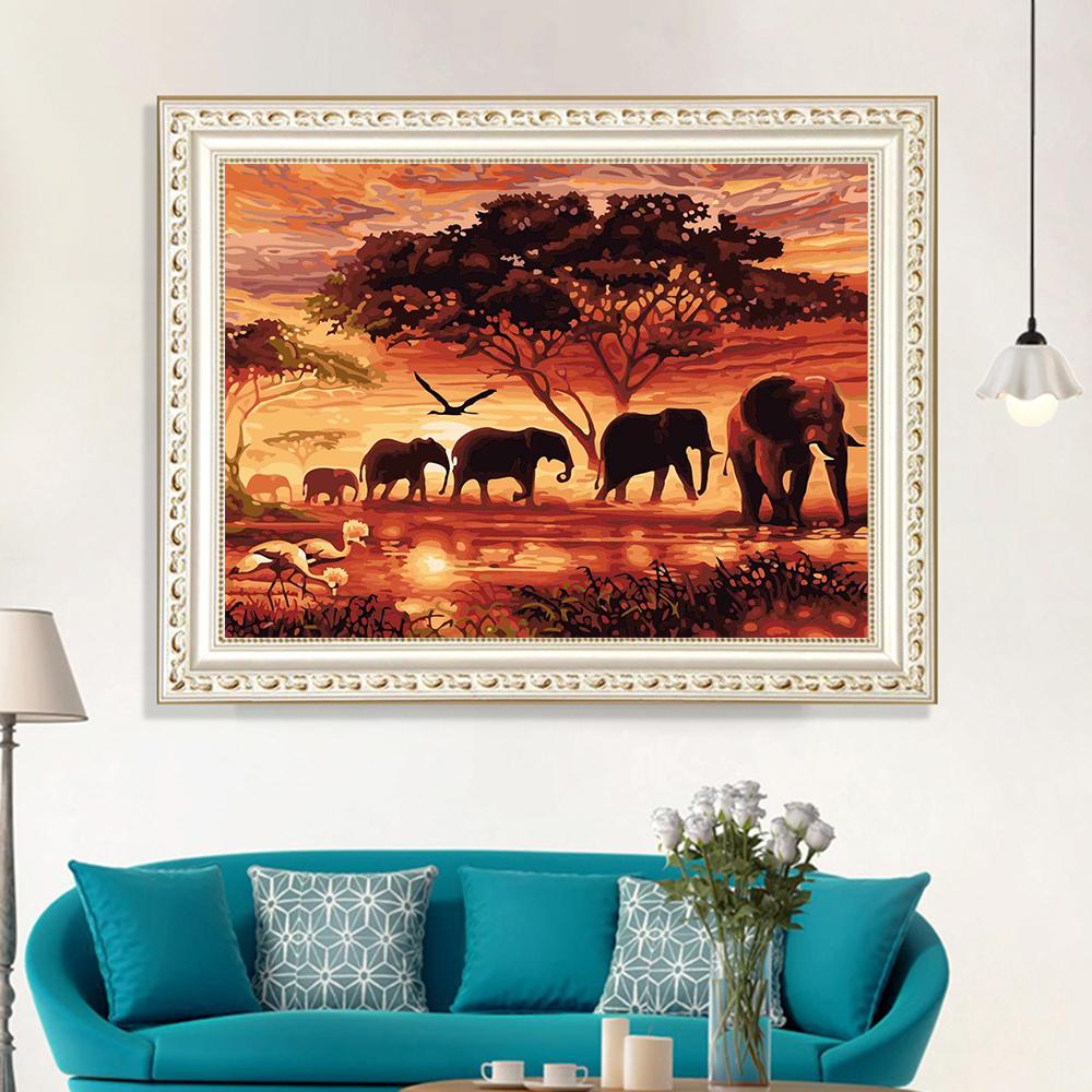 Elephant And Tree  | Full Round Diamond Painting Kits