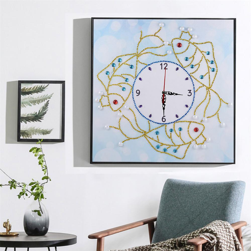 fish clock | Crystal Rhinestone  | Full Round Diamond Painting Kits