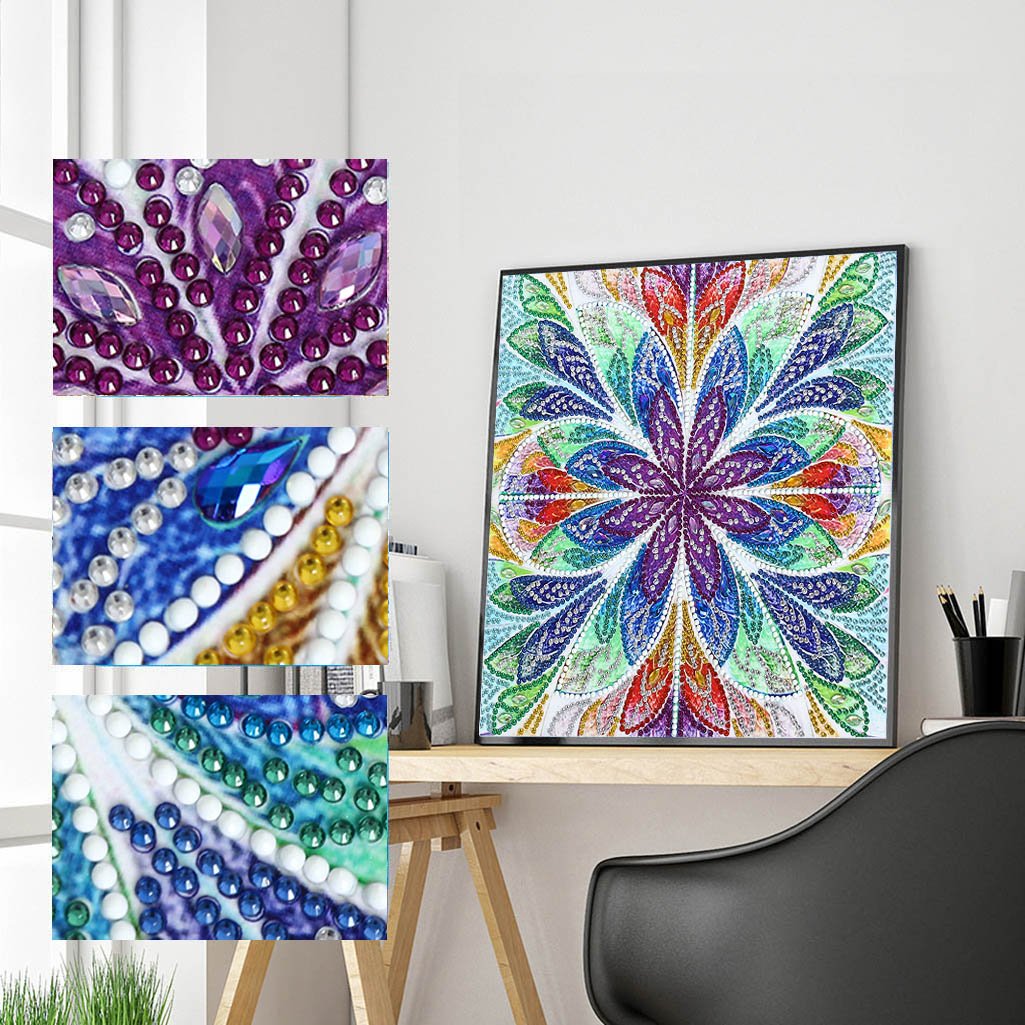 Abstrakte Kunst-Mandala-Blume | Leuchtende Diamant-Malkits 