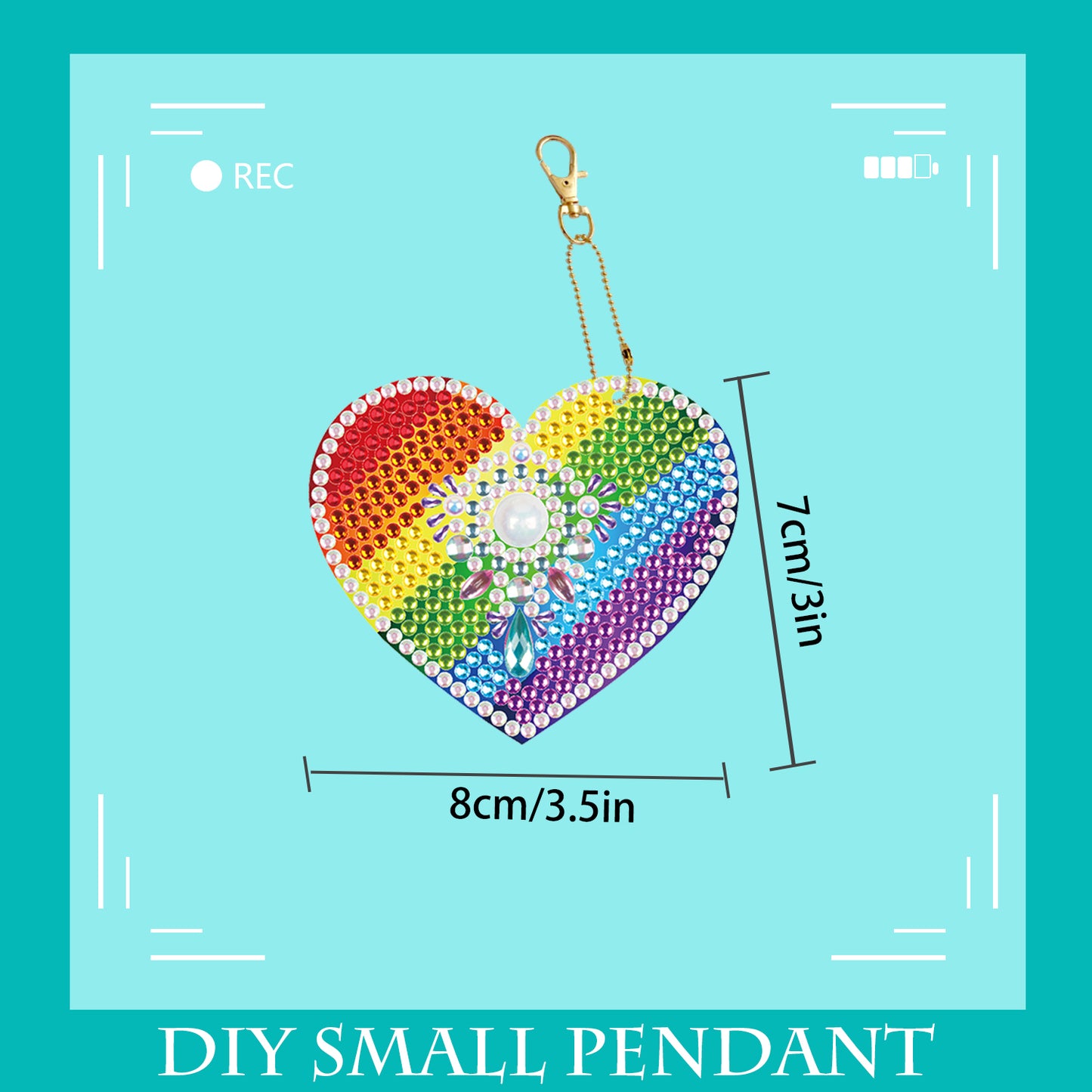 DIY keychain | Heart | Double-sided | Five Piece Set