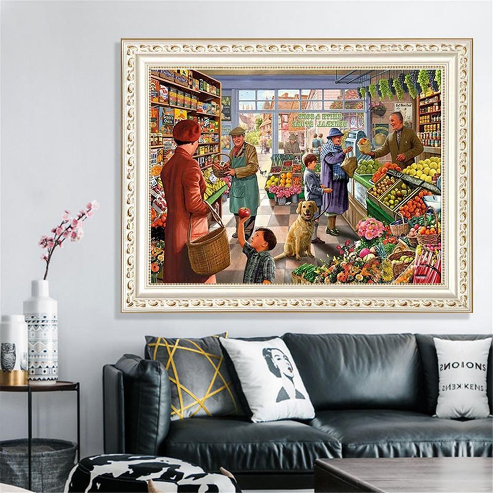 People shopping in supermarket  | Full Square Diamond Painting Kits