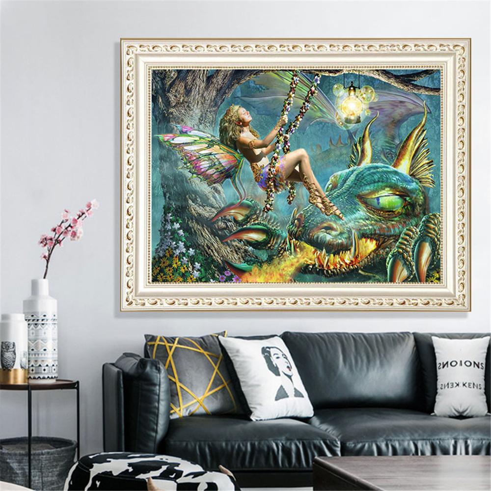 Elf Girl and Dragon  | Full Square Diamond Painting Kits