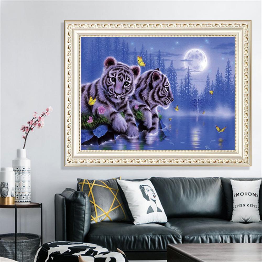 Weißer Tigermond | Full Square Diamond Painting Kits 