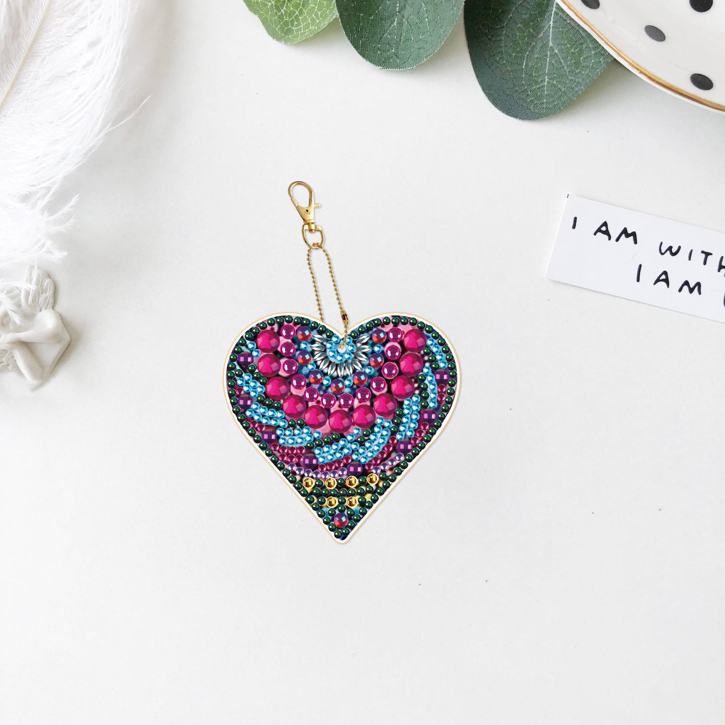 DIY keychain | Heart | Double-sided | Five Piece Set