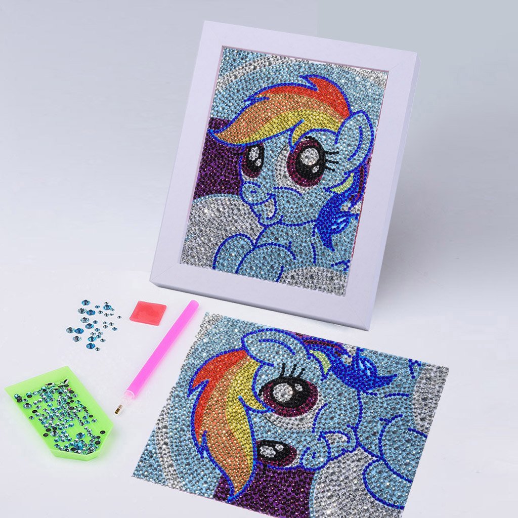 Kinderserie-| Blaues Pferd | Crystal Strass Diamond Painting Kits