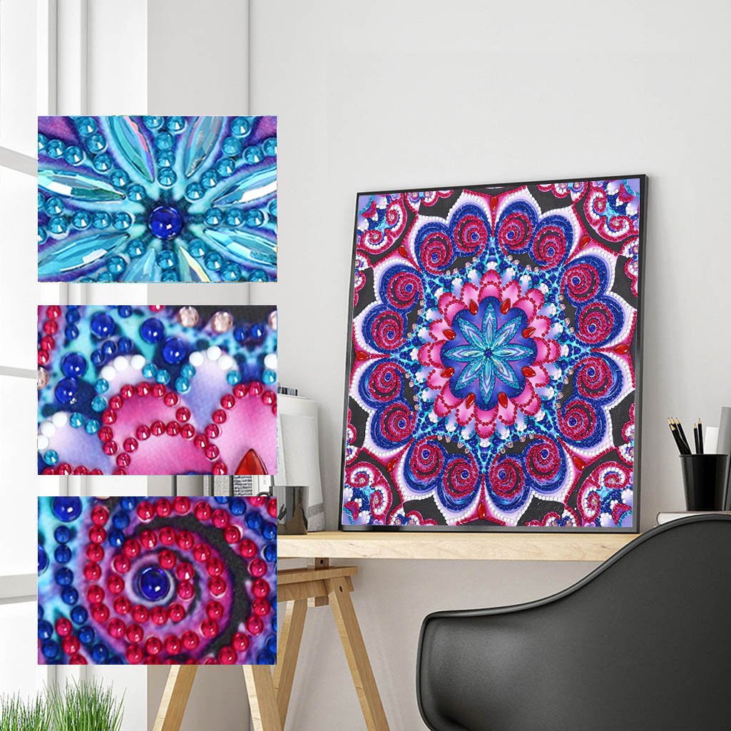 Abstrakte Kunst-Mandala-Blume | Leuchtende Diamant-Malkits 