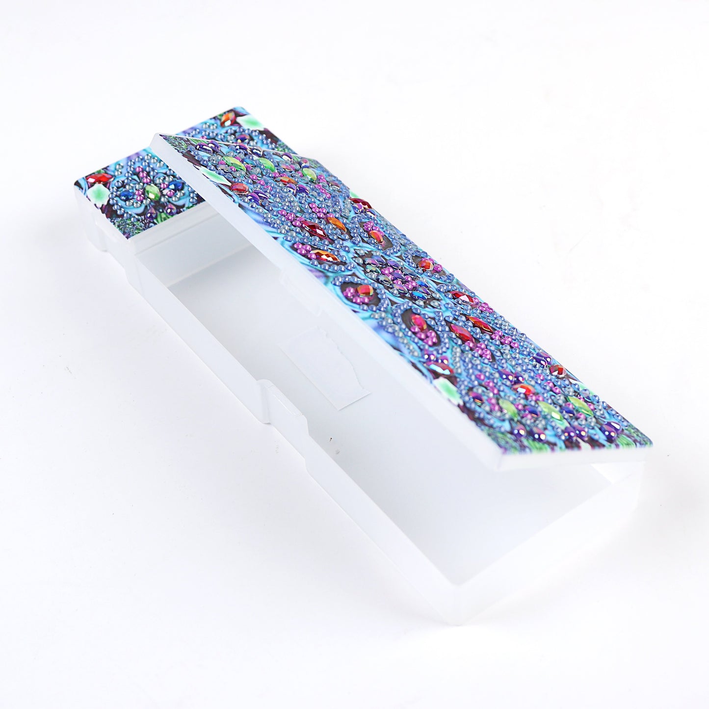 DIY speziell geformte Diamantmalerei 2-Gitter-Federmäppchen | blaue Blume | Aufbewahrungsbox geschenkt